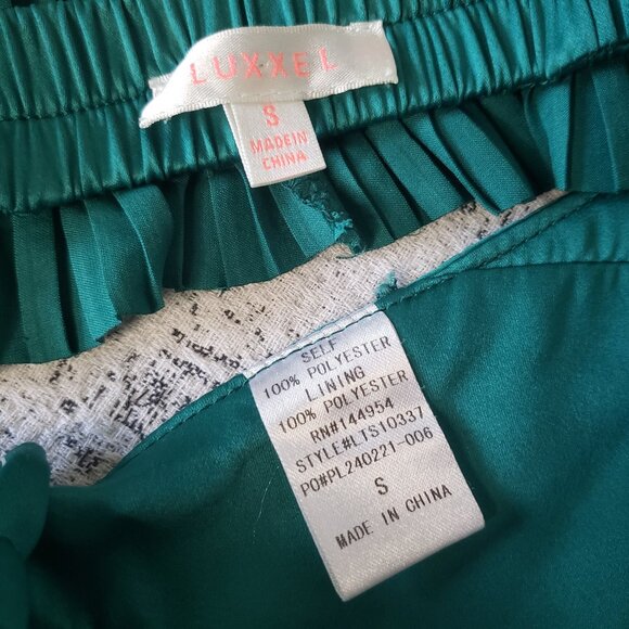 LUXXEL Deep Teal Emerald Green Ruffled Costume Piece w Halter Crop Top + Skirt - Picture 10 of 16